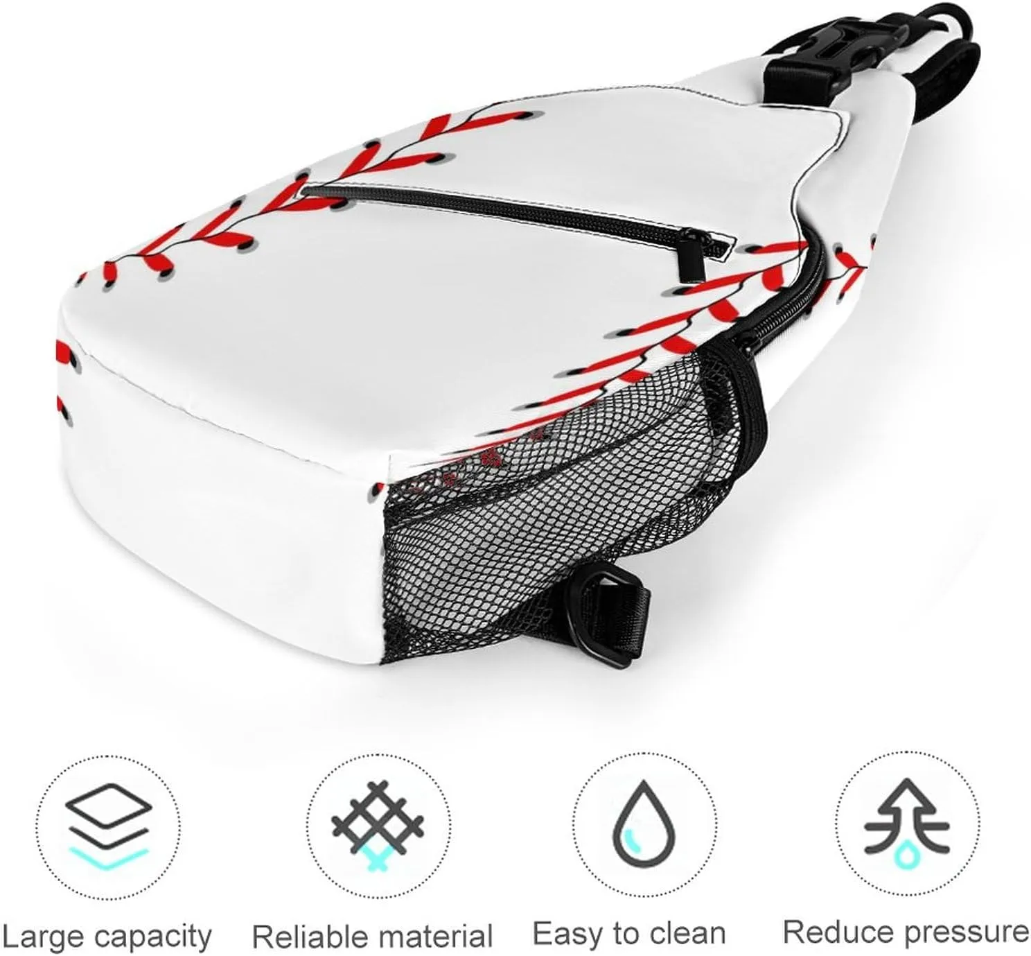 Sling Bag Baseball Background Crossbody Backpack with Anti Theft Stitching Adjustable Shoulder Bag for Travel,Hiking,Cycling,Camping