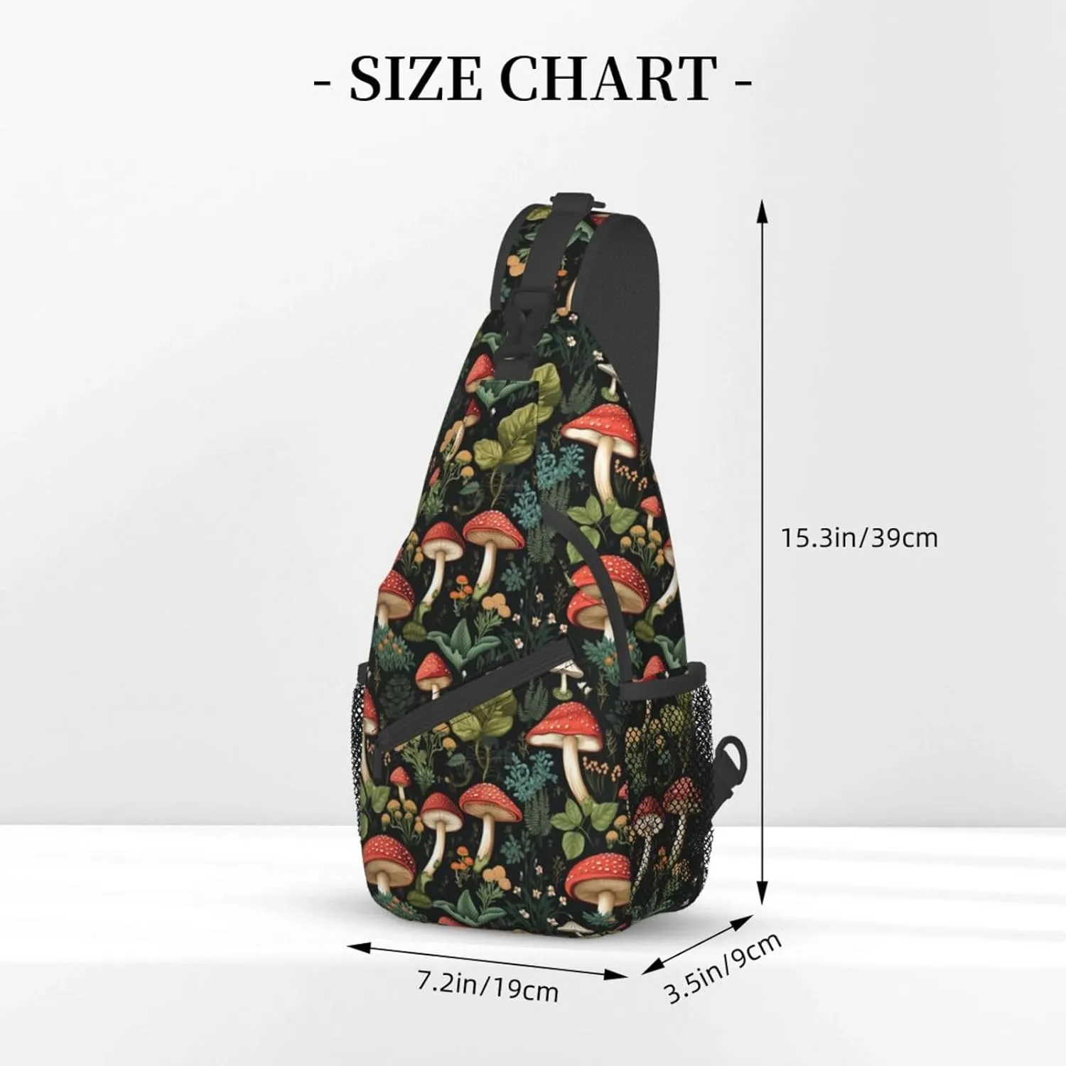 Sling Bag for Men Women Flower Mushroom Leaf Botanical Crossbody Backpack Casual Hiking Daypack for Travel Sport Running Chest Bag