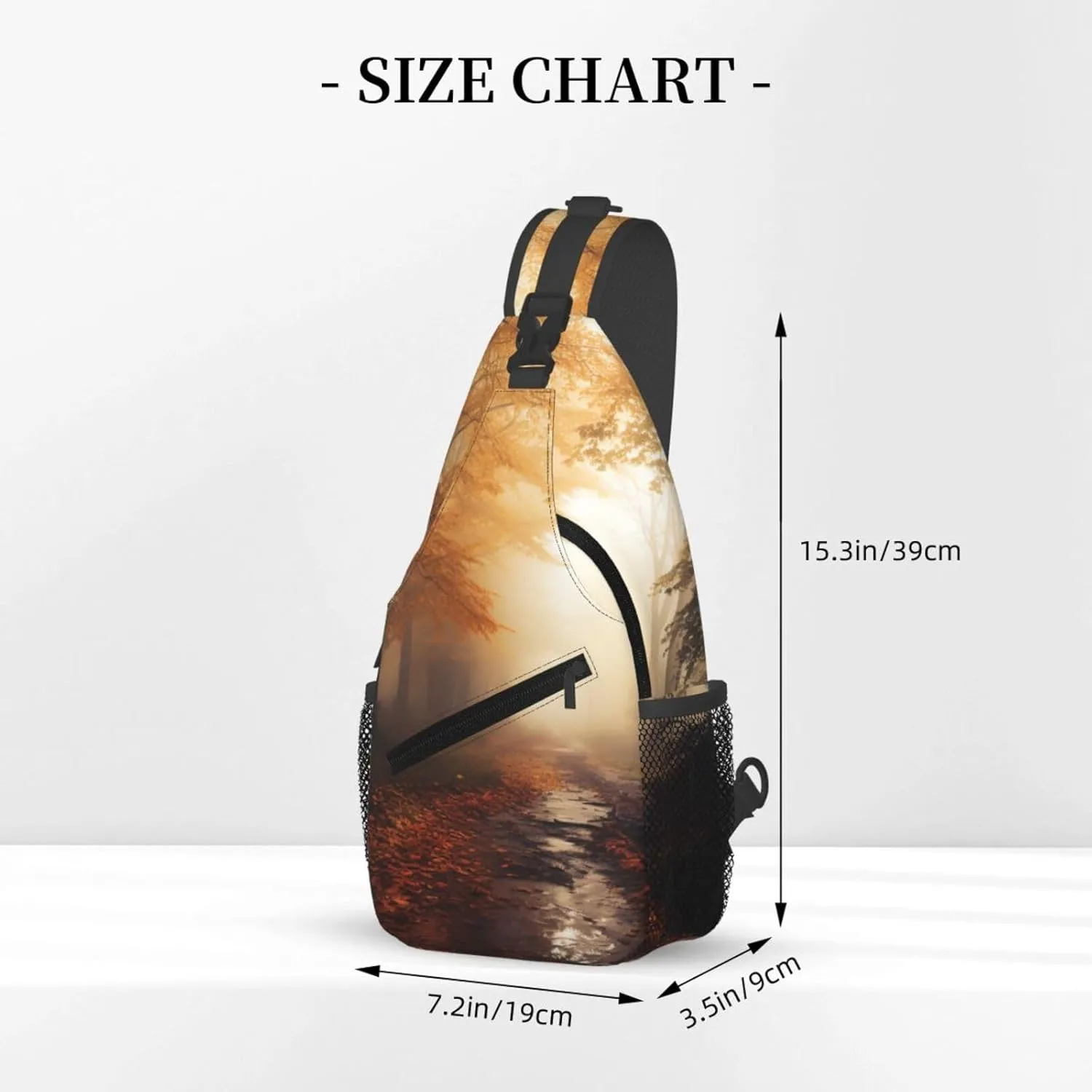 Sling Bag for Women Men Crossbody Bag Sling Backpack Autumn Foggy Maple Forest Cross Body Bag Adjustable Chest Bag