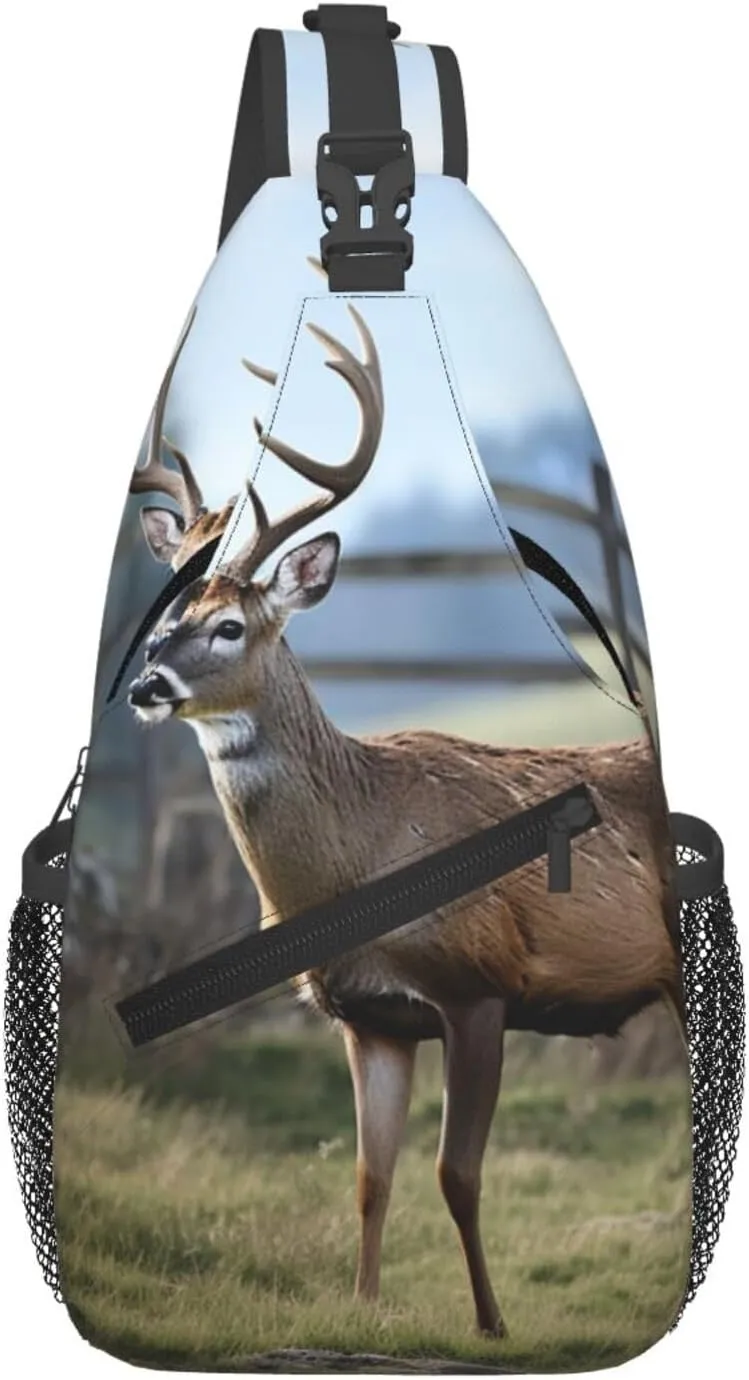Sling Bag for Women Men Crossbody Bag Sling Backpack Deer Animal Cross Body Bag Adjustable Chest Bag