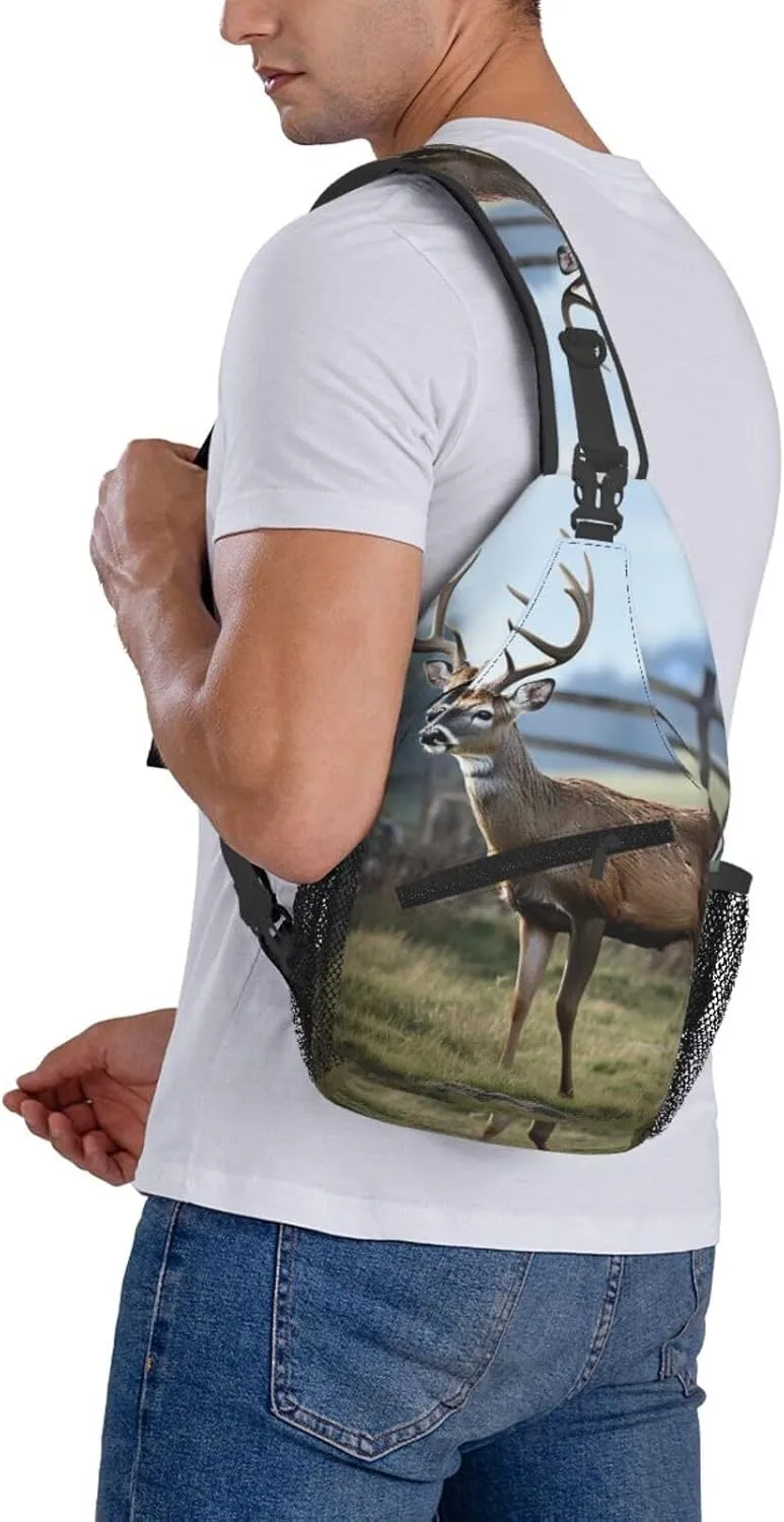 Sling Bag for Women Men Crossbody Bag Sling Backpack Deer Animal Cross Body Bag Adjustable Chest Bag