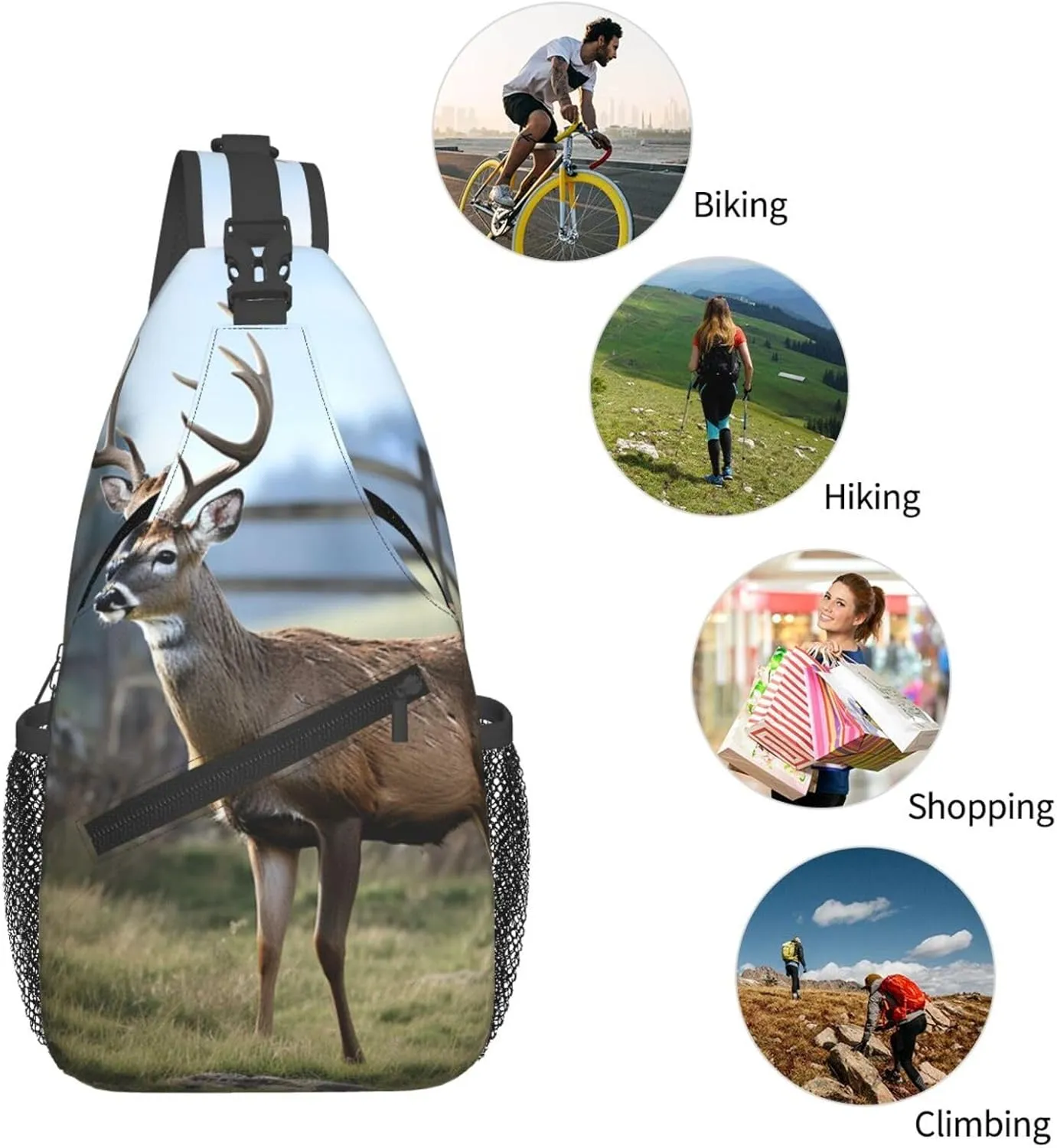 Sling Bag for Women Men Crossbody Bag Sling Backpack Deer Animal Cross Body Bag Adjustable Chest Bag