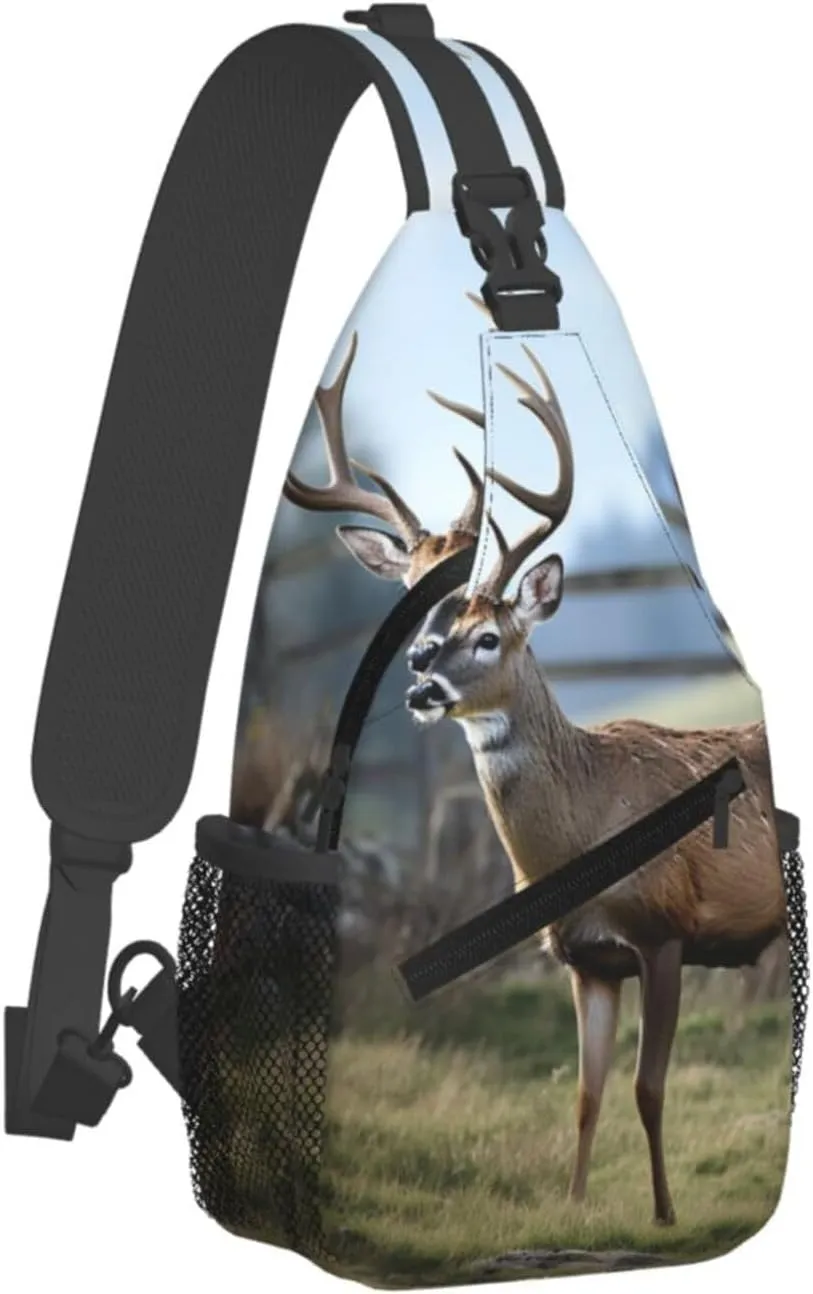 Sling Bag for Women Men Crossbody Bag Sling Backpack Deer Animal Cross Body Bag Adjustable Chest Bag
