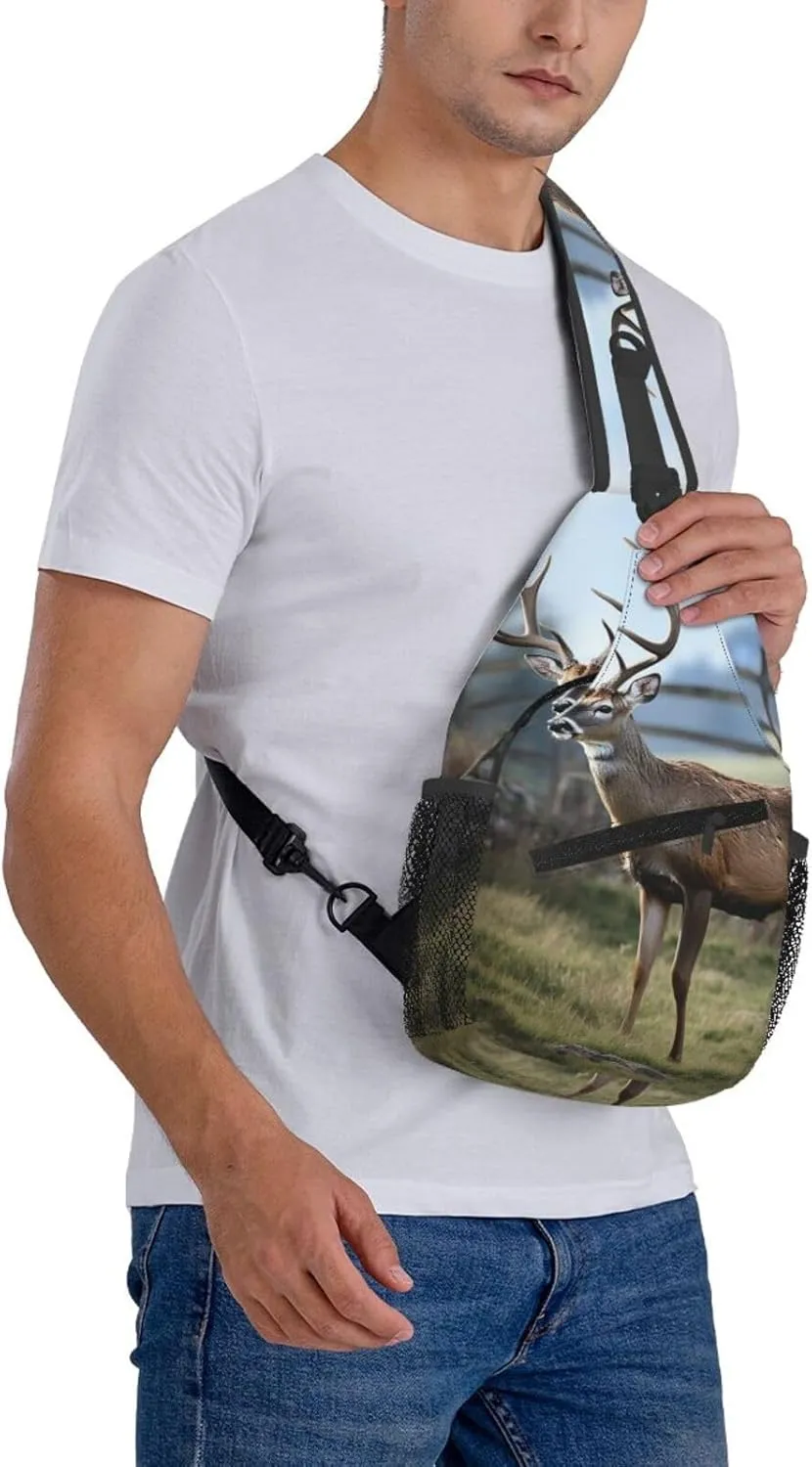 Sling Bag for Women Men Crossbody Bag Sling Backpack Deer Animal Cross Body Bag Adjustable Chest Bag
