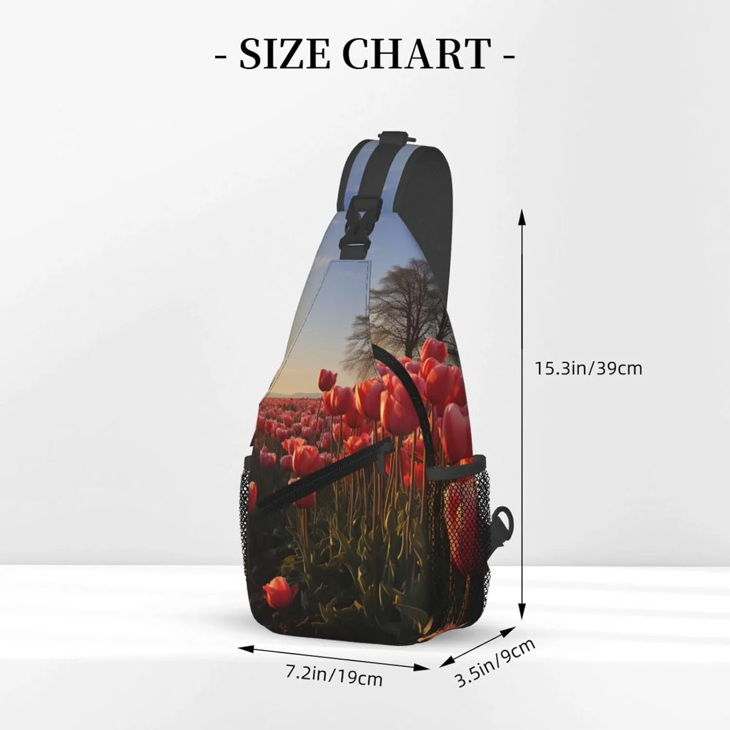Sling Bag for Women Men Crossbody Bag Sling Backpack Tulips Field Cross Body Bag Adjustable Chest Bag