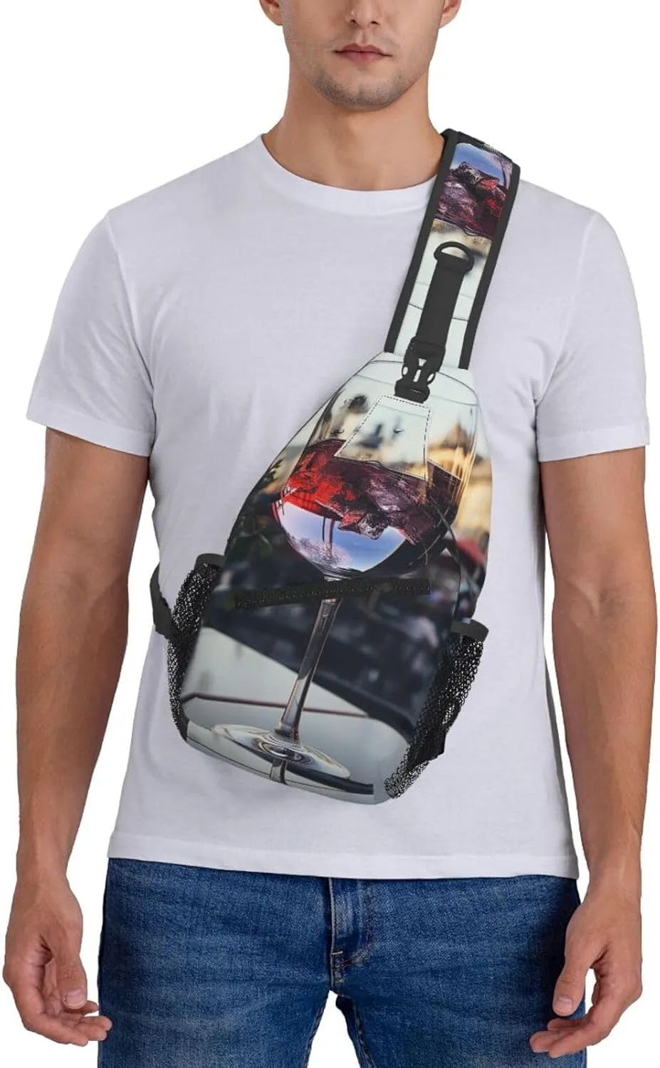 Sling Bag for Women Men Crossbody Bag Sling Backpack Wine glass Cross Body Bag Adjustable Chest Bag
