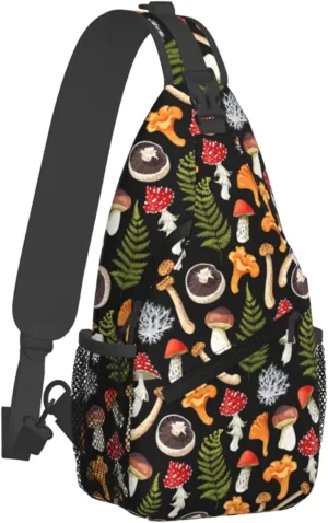 Sling Bag For Women Men Mushroom Crossbody Backpack Sling Backpack For Travel Hiking Daypack Chest Bag