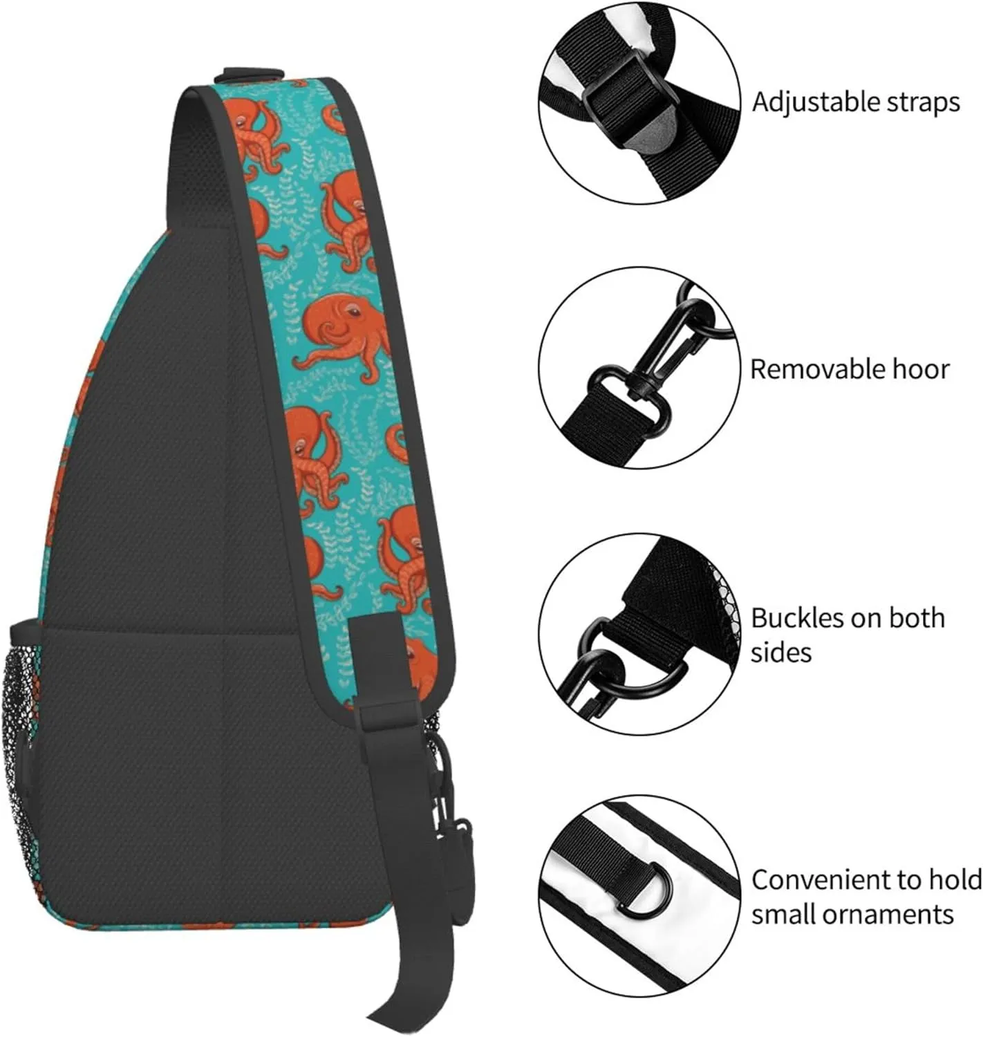 Sling Bag For Women Men Orange Octopus Crossbody Backpack Sling Backpack For Travel Hiking Daypack Chest Bag