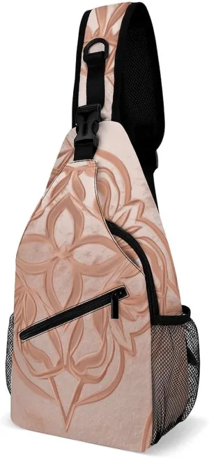 Sling Bag for Women Men Rose Gold Crossbody Bag Hiking Chest Bag Crossbody Fanny Pack Fashion Waist Packs Casual Daypack Backpacks Shoulder Bag for Travel
