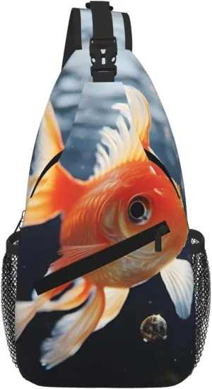 Sling Bag For Women Men Travel Hiking Backpack Crossbody Shoulder Chest Bags Small Goldfish Swimming In The Water Casual Daypack