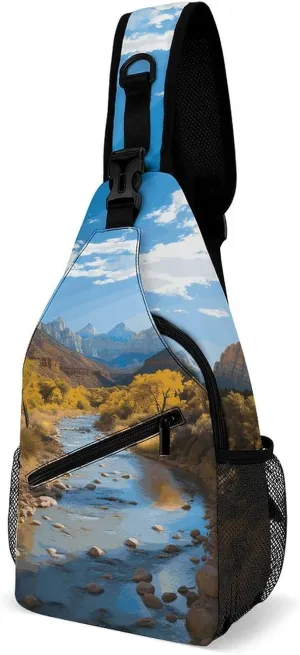 Sling Bag for Women Men Zion National Park Crossbody Bag Hiking Chest Bag Crossbody Fanny Pack Fashion Waist Packs Casual Daypack Backpacks Shoulder Bag for Travel