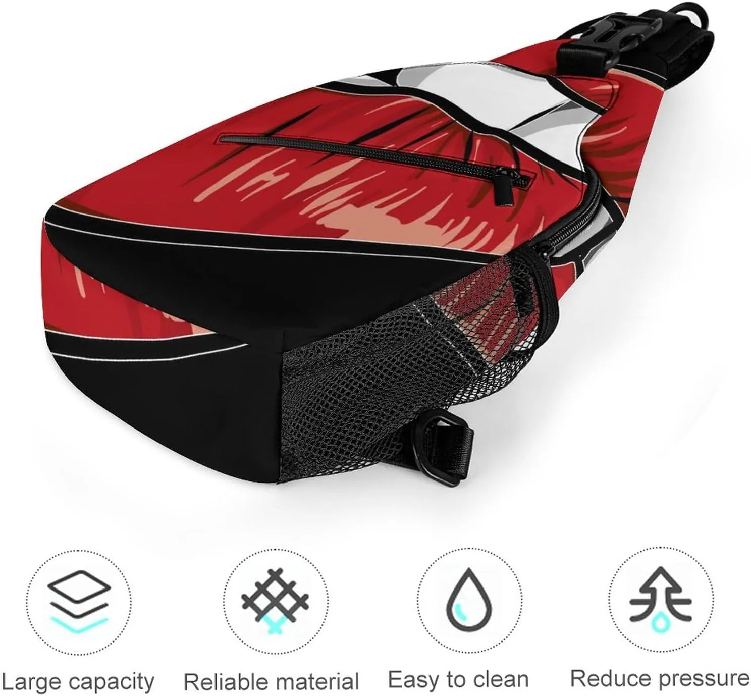 Sling Bag Mounth Red Lips Crossbody Backpack with Anti Theft Sexy Woman Cartoon Adjustable Shoulder Bag for Travel,Hiking,Cycling,Camping
