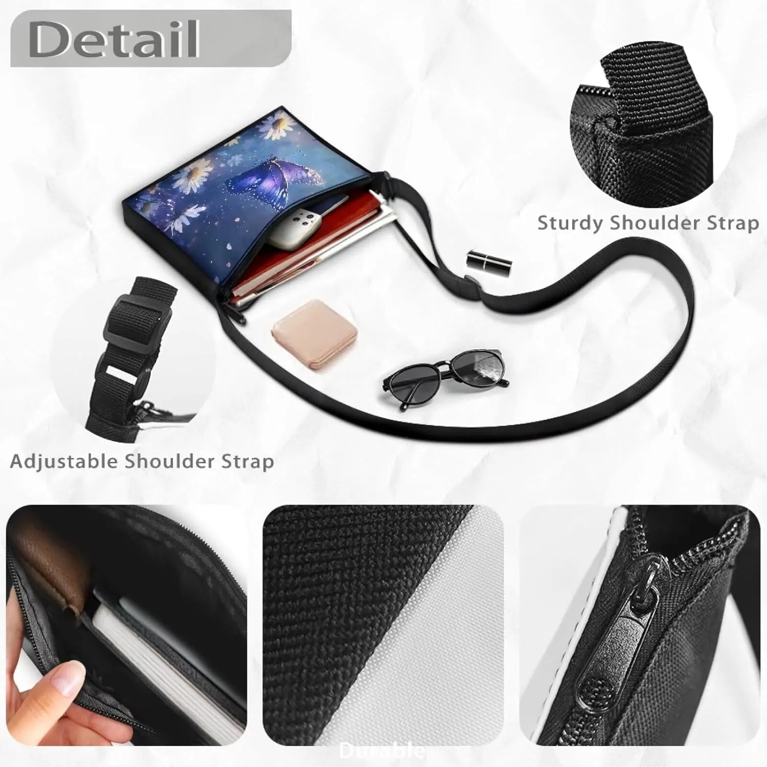 Sling Bag Small Crossbody Backpack Shoulder Bag for Women Men Trendy Adjustable Shoulder Strap Travel Bag Zippered