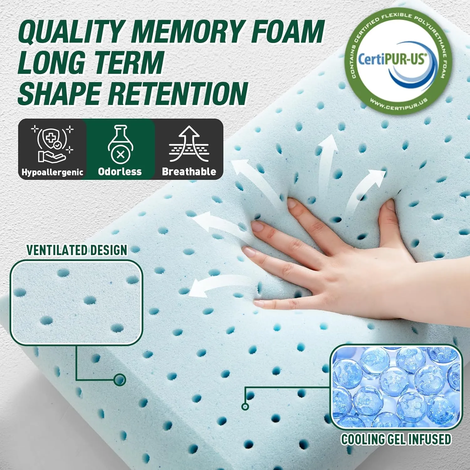 Small Cooling Memory Foam Travel & Camping Pillow for Airplanes & Car Sleeping,Medium Firm Camp Pillow for Backpacking & Hiking with Washable Cover, Compact Portable Bag, Contoured Support, Waterproof
