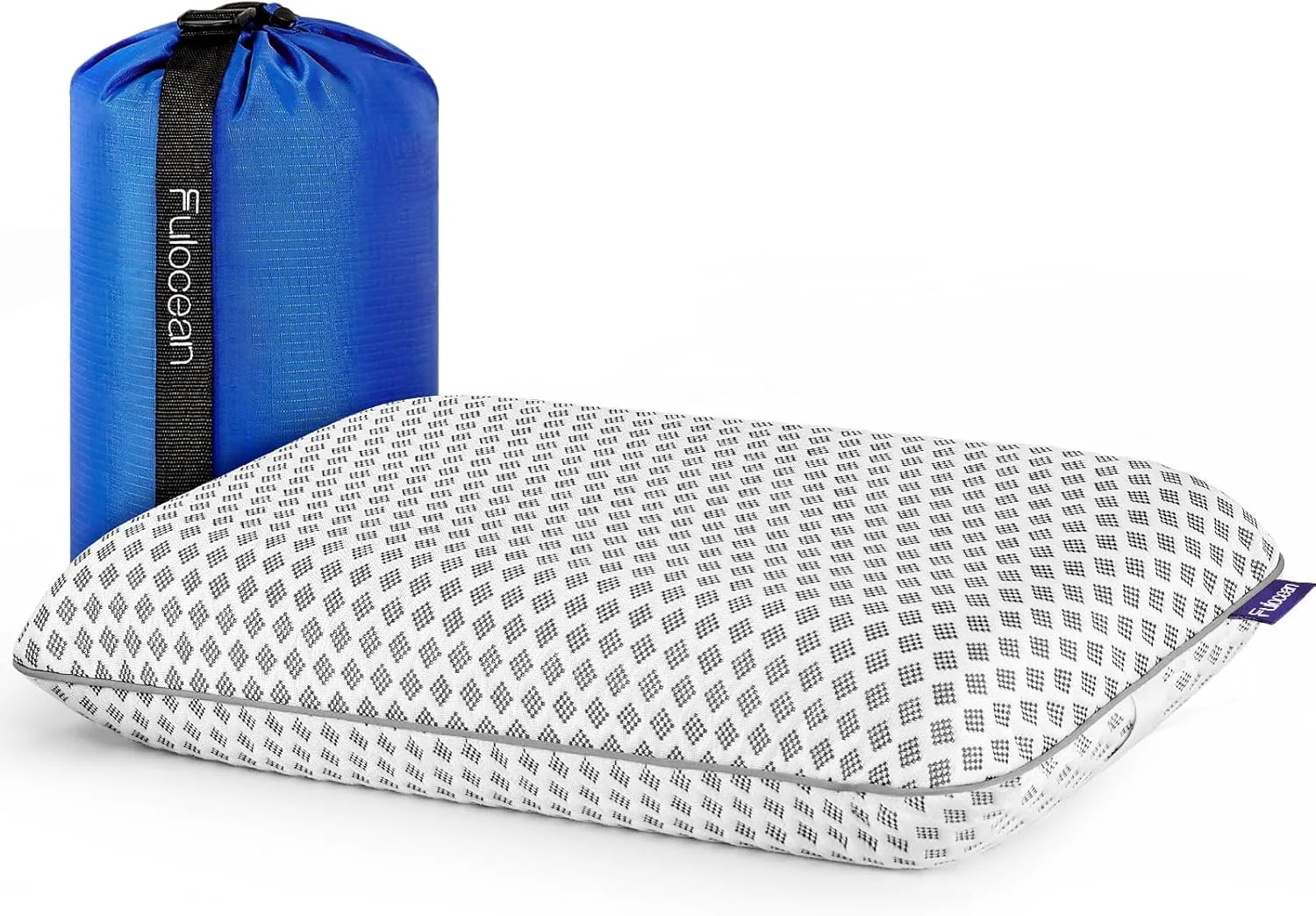 Small Cooling Memory Foam Travel & Camping Pillow for Airplanes & Car Sleeping,Medium Firm Camp Pillow for Backpacking & Hiking with Washable Cover, Compact Portable Bag, Contoured Support, Waterproof