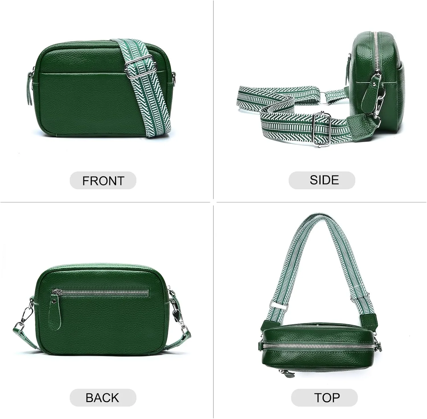 Small Crossbody Bags for Women Genuine Leather, Guitar Strap Shoulder Handbag Purse Camera Bag with Rfid Card Slots
