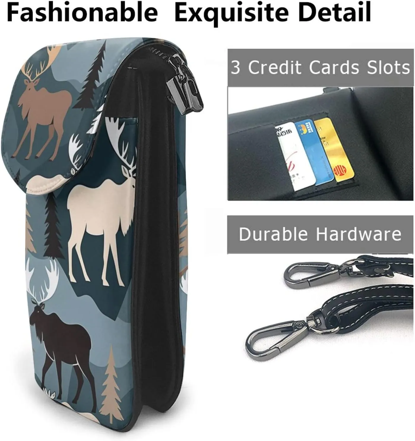 Small Crossbody Bags for Women,Leather Shoulder Bag for Cell Phone Purse with Strap and Polka Dot Printed