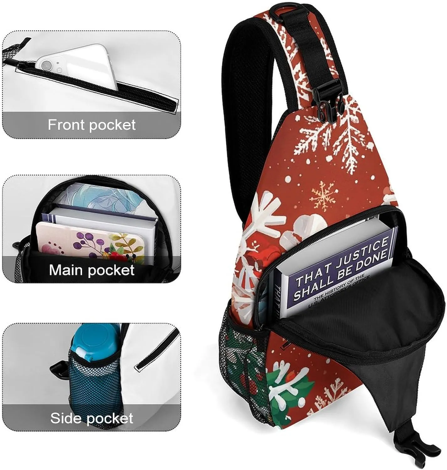 Small Crossbody Sling Backpack Blue Floral Chest Bags for Traveling Chest Fashion Shoulder Bag