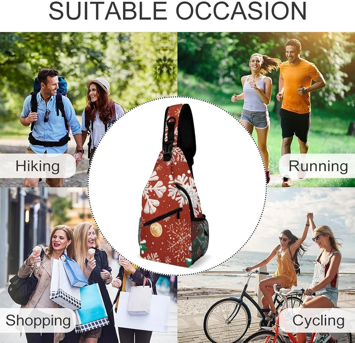 Small Crossbody Sling Backpack Blue Floral Chest Bags for Traveling Chest Fashion Shoulder Bag