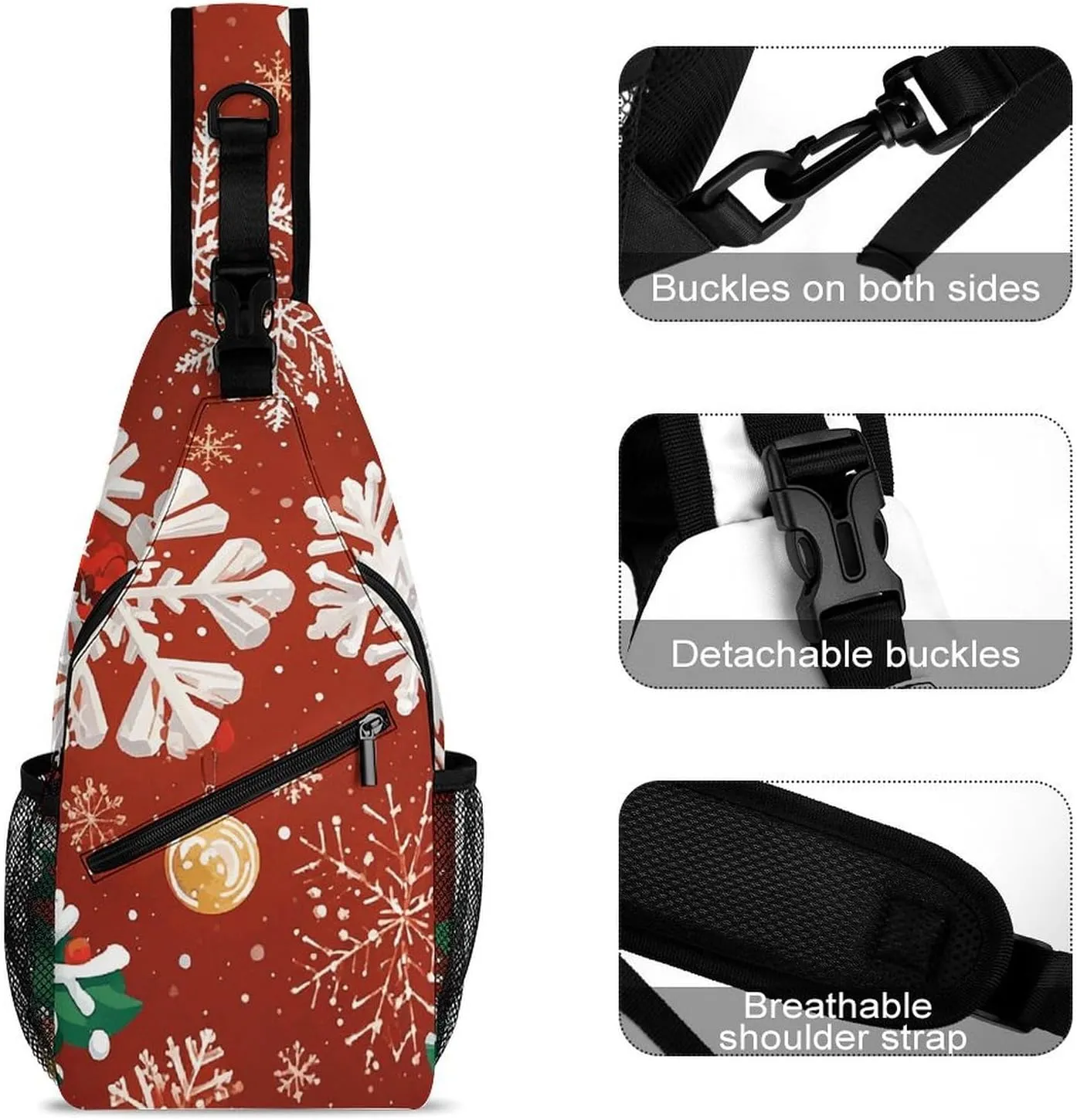 Small Crossbody Sling Backpack Blue Floral Chest Bags for Traveling Chest Fashion Shoulder Bag