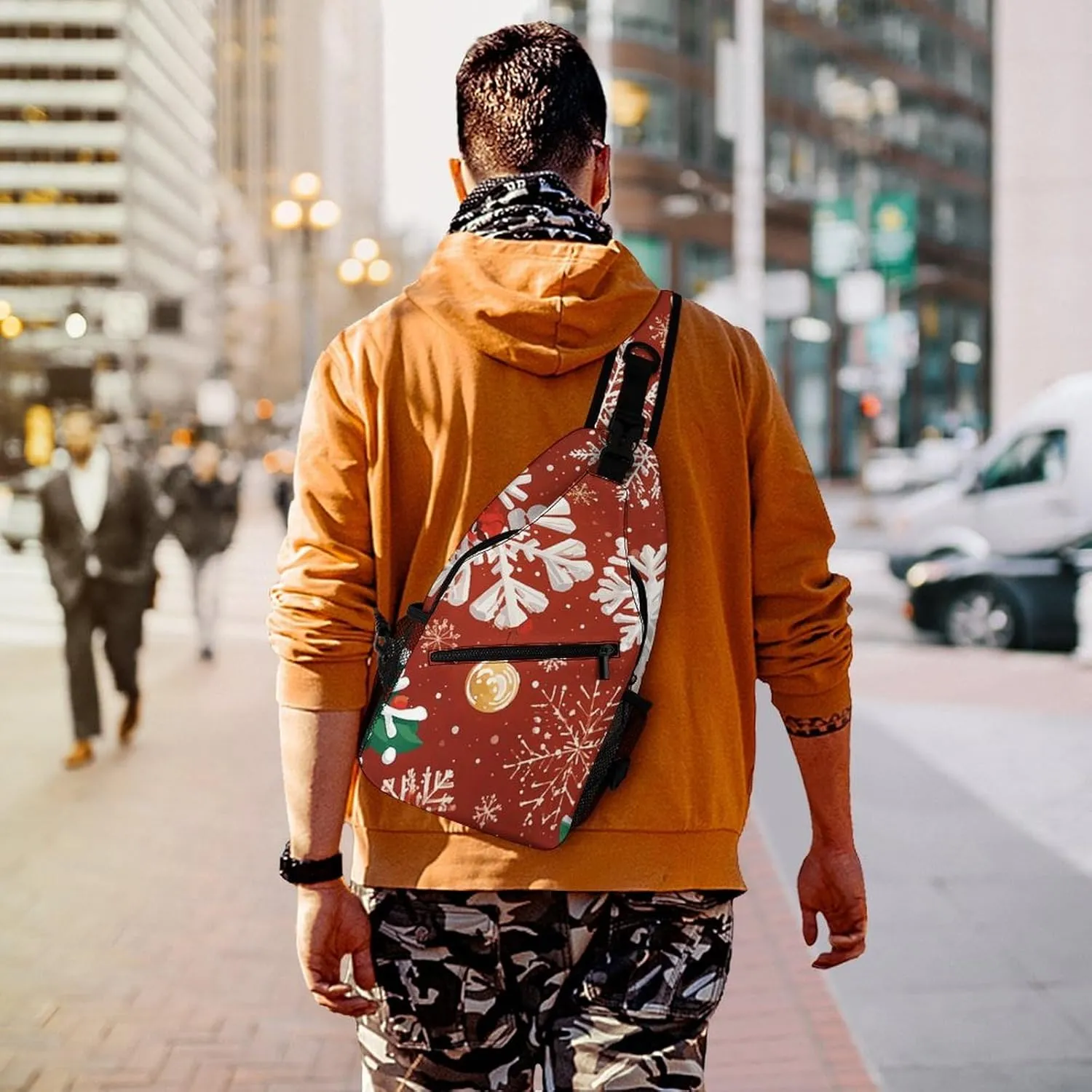 Small Crossbody Sling Backpack Blue Floral Chest Bags for Traveling Chest Fashion Shoulder Bag