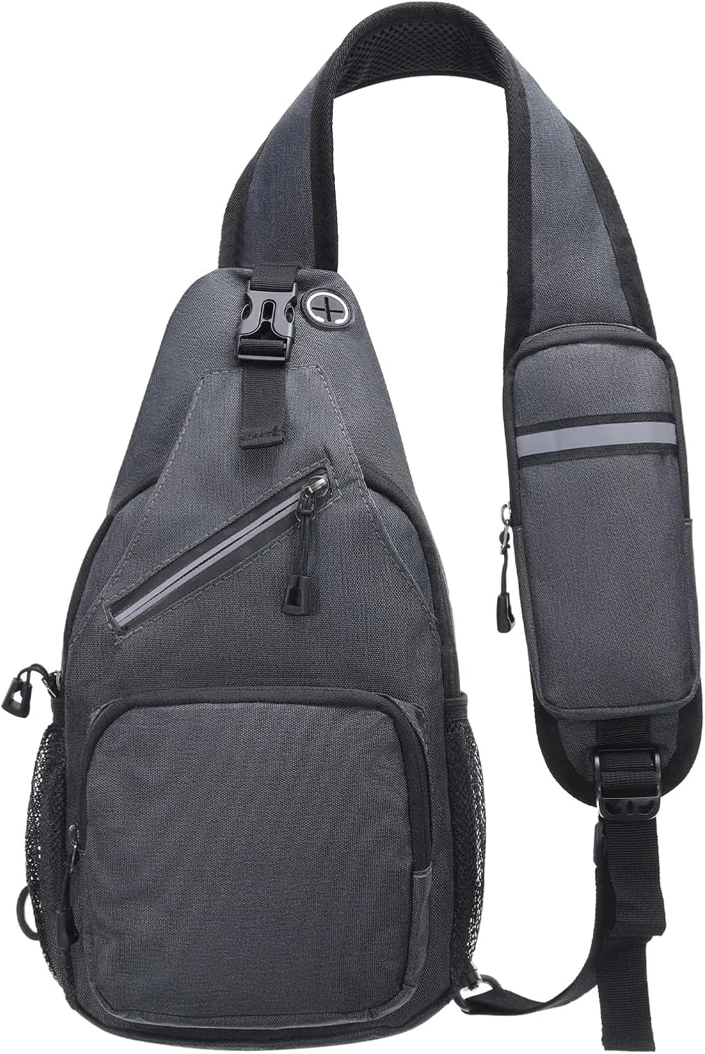 Small Sling Bag, Water Resistant 11 Inch Crossbody Chest Bags Oxford Daypack Backpack with Headphone Jack with Anti-theft Pocket for Men Women (Dark Gray)