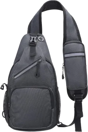 Small Sling Bag, Water Resistant 11 Inch Crossbody Chest Bags Oxford Daypack Backpack with Headphone Jack with Anti-theft Pocket for Men Women (Dark Gray)