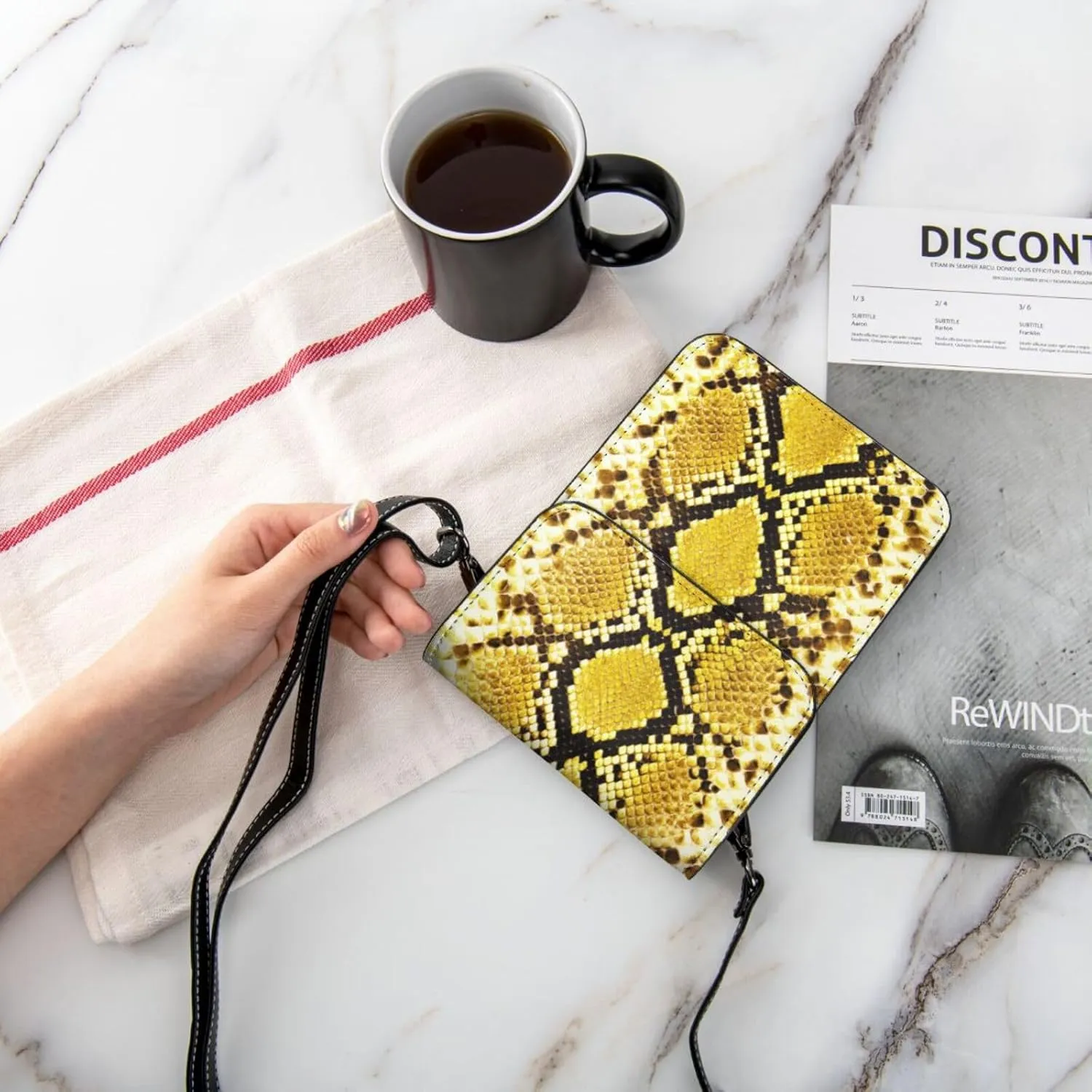 Snake Skin Python Pattern Woman Crossbody Bags Leather One Shoulder Handbags Wallet Adjustable Strap Cell Phone Purse