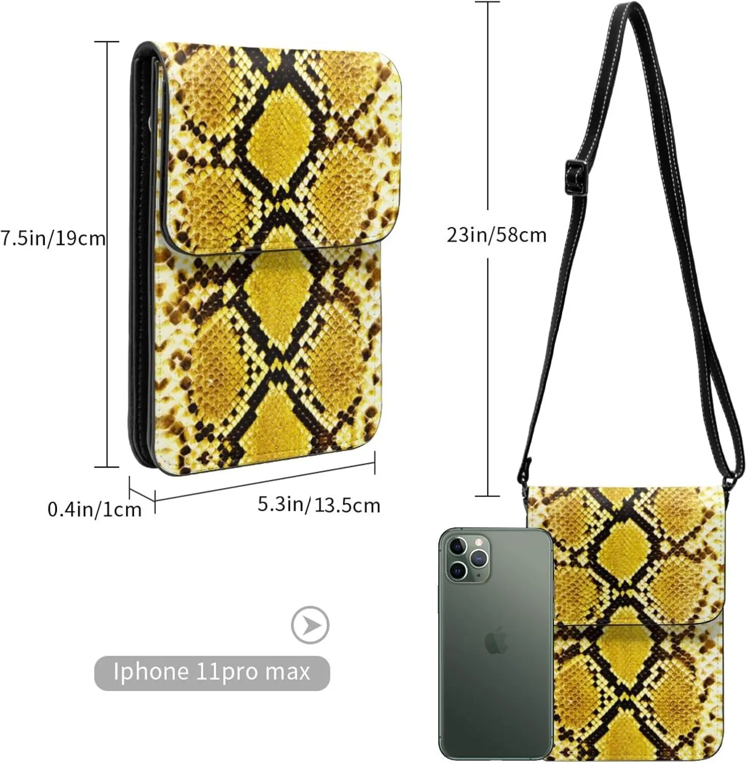 Snake Skin Python Pattern Woman Crossbody Bags Leather One Shoulder Handbags Wallet Adjustable Strap Cell Phone Purse
