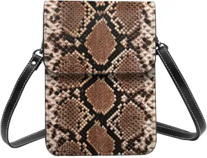 Snake Skin Python Pattern Woman Crossbody Bags Leather One Shoulder Handbags Wallet Adjustable Strap Cell Phone Purse