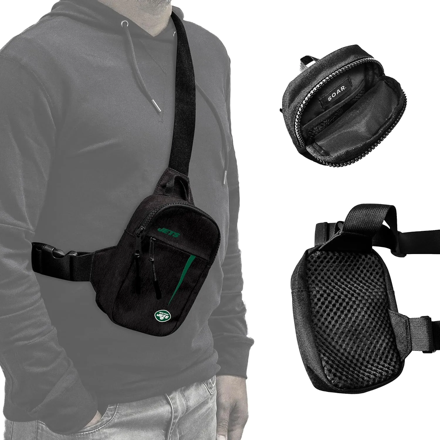 SOAR Unisex Crossbody Tech Adjustable Strap Travel Backpack Officially Licensed NFL, Mini Sling Bag
