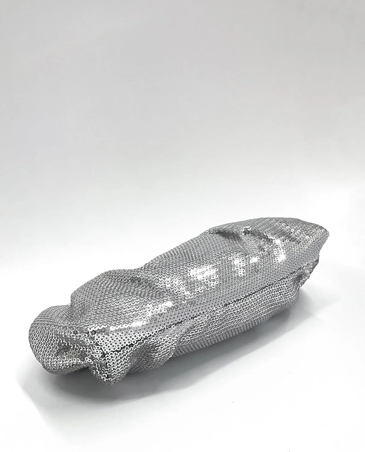 Solid Color Fish Scale Sequins Pleated Clutch Bag Hardware With Rhinestones Shiny Crossbody Purse for Women