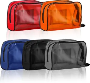 Sosation 5 Colors First Aid Kit Bag Empty Medical Kit Accessory Pouches Zippered Portable Travel Medicine Bag with Transparent Window for Home Outdoor Car Supplies, 8.7 x 3 x 5.1 Inch (5 Pcs)