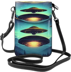 Spacecraft Descend Zippered Crossbody Bag, Women'S Shoulder Bag With Card Slot, Removable Shoulder Strap, 7.6 X 4.9 In.