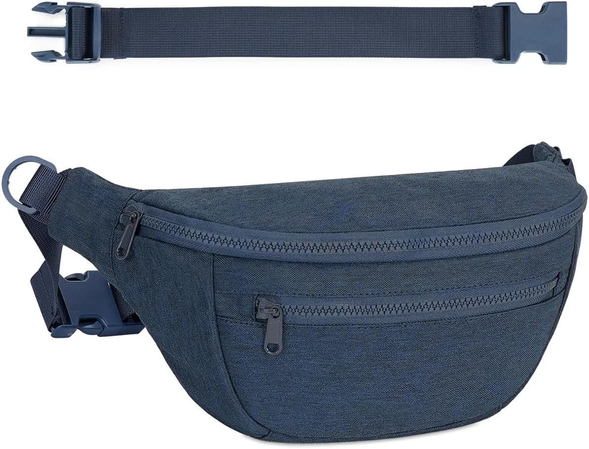 sportsnew Large Fanny Packs for Women, Waist Pack Fashion Crossbody Belt Bags for Walking Running Hiking Travel Bag Navy Blue patent pending