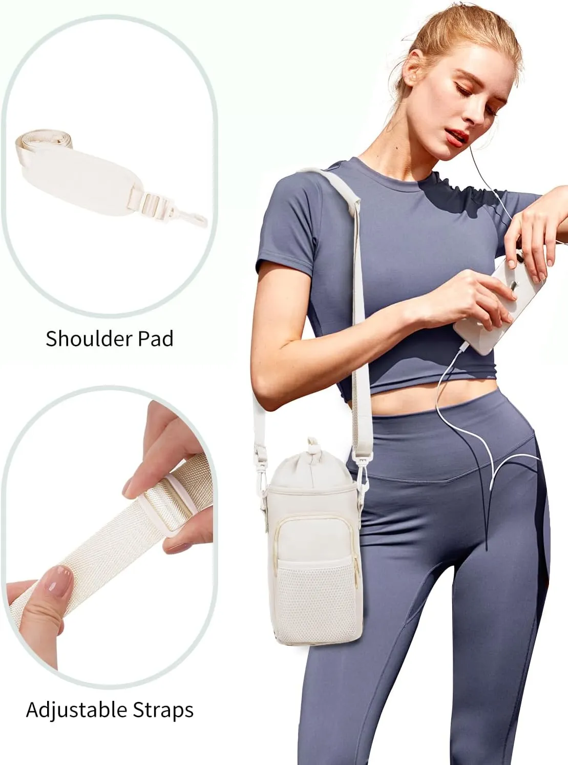 sportsnew Water Bottle Holder with Strap, 32 OZ Water Bottle Carrier Sling Bag with Adjustable Shoulder Strap Insulated Water-Resistant Water Bottle Bag for Walking Hiking, Patent Pending