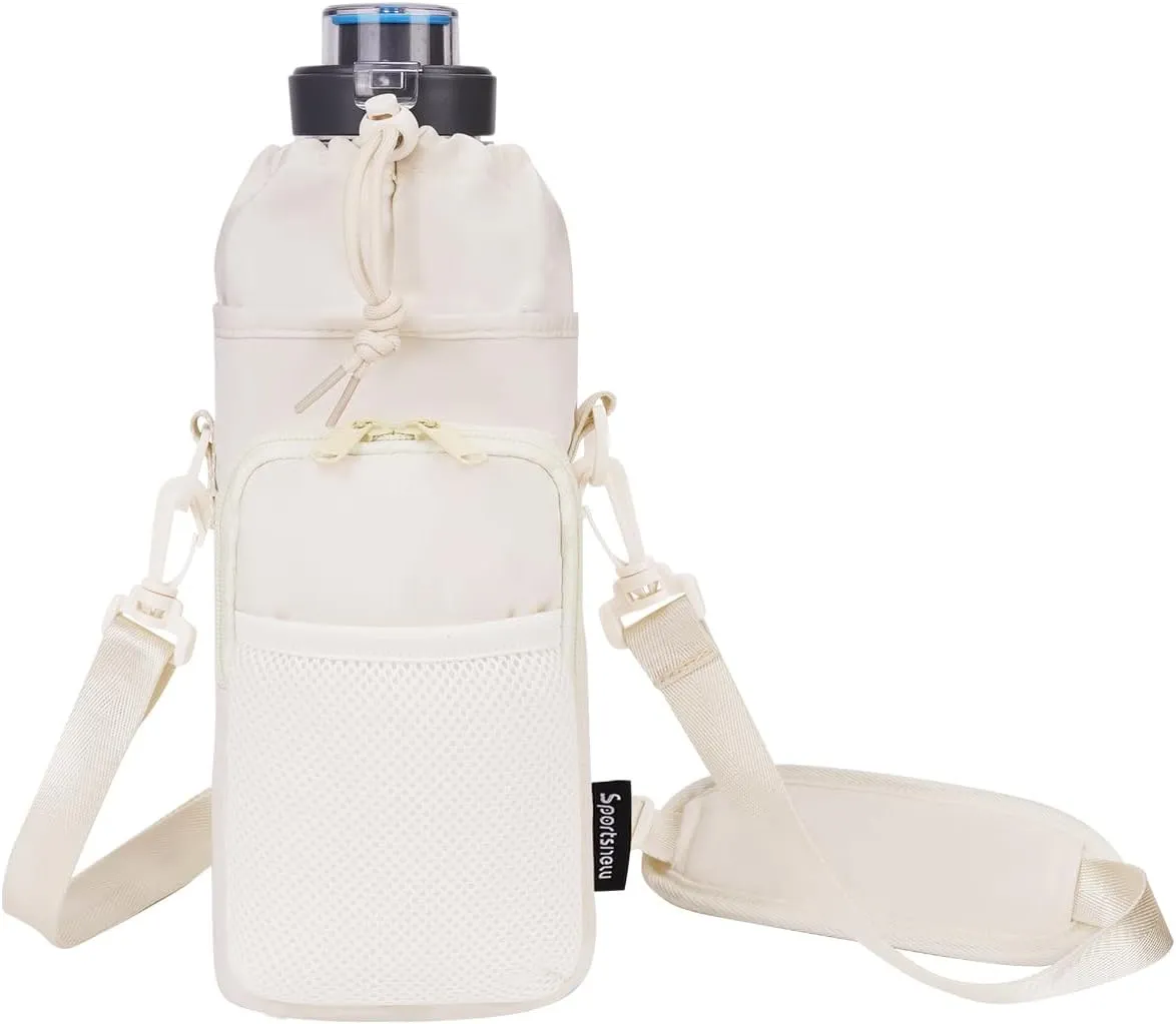 sportsnew Water Bottle Holder with Strap, 32 OZ Water Bottle Carrier Sling Bag with Adjustable Shoulder Strap Insulated Water-Resistant Water Bottle Bag for Walking Hiking, Patent Pending