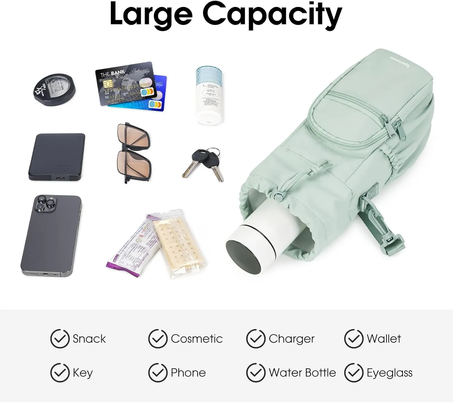 sportsnew Water Bottle Holder with Strap 32oz 40oz Insulated Water Bottle Carrier Sling Bag with Phone Pocket Crossbody