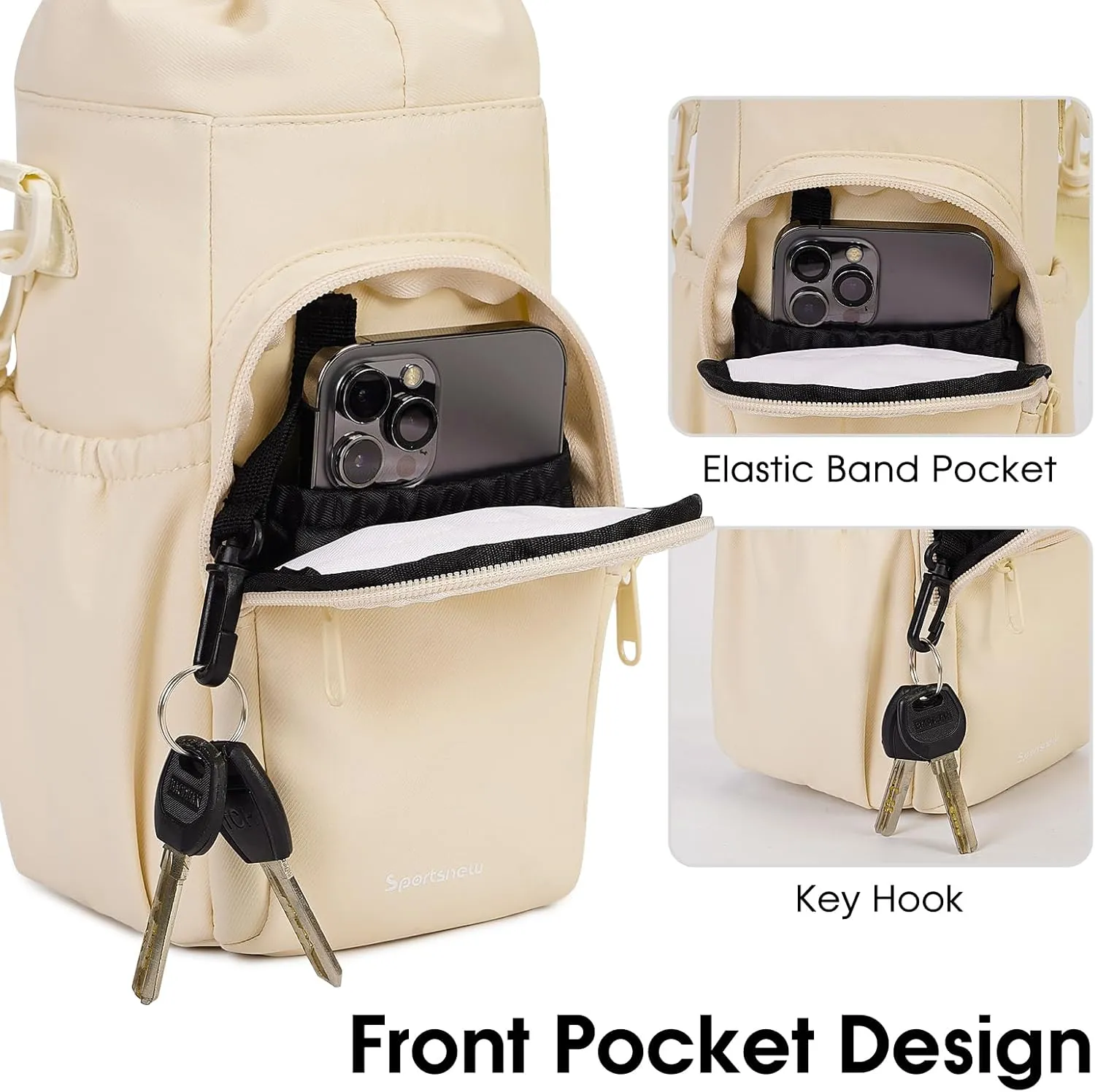 sportsnew Water Bottle Holder with Strap 32oz 40oz Insulated Water Bottle Carrier Sling Bag with Phone Pocket Crossbody