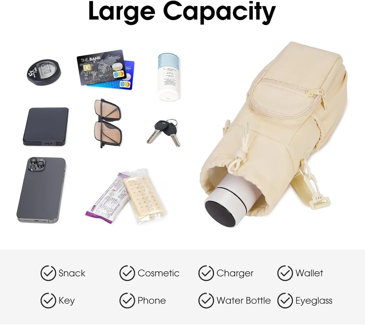 sportsnew Water Bottle Holder with Strap 32oz 40oz Insulated Water Bottle Carrier Sling Bag with Phone Pocket Crossbody