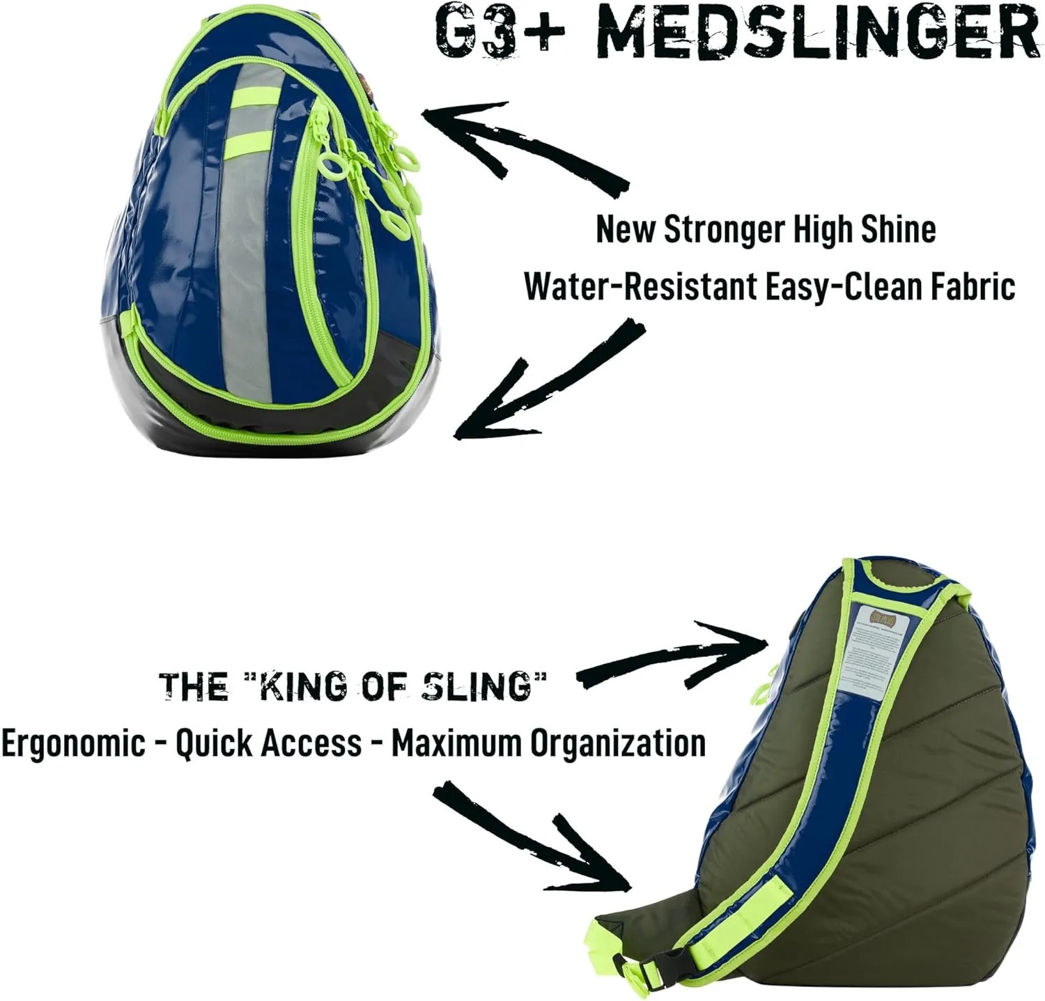 Statpacks G3  Medslinger Soft Sling Medical Gear Pack Quick Access Bag for EMS, Police, Firefighters, Athletic Trainers Blue