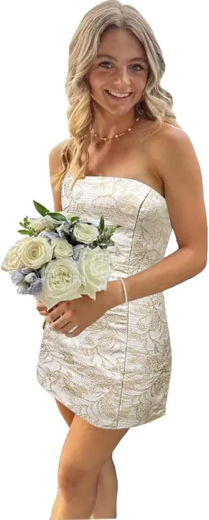 Strapless Short Prom Dress Foral Print Tight Bodycon Homecoming Dresses for Teens 2025 Cocktail Formal Dress