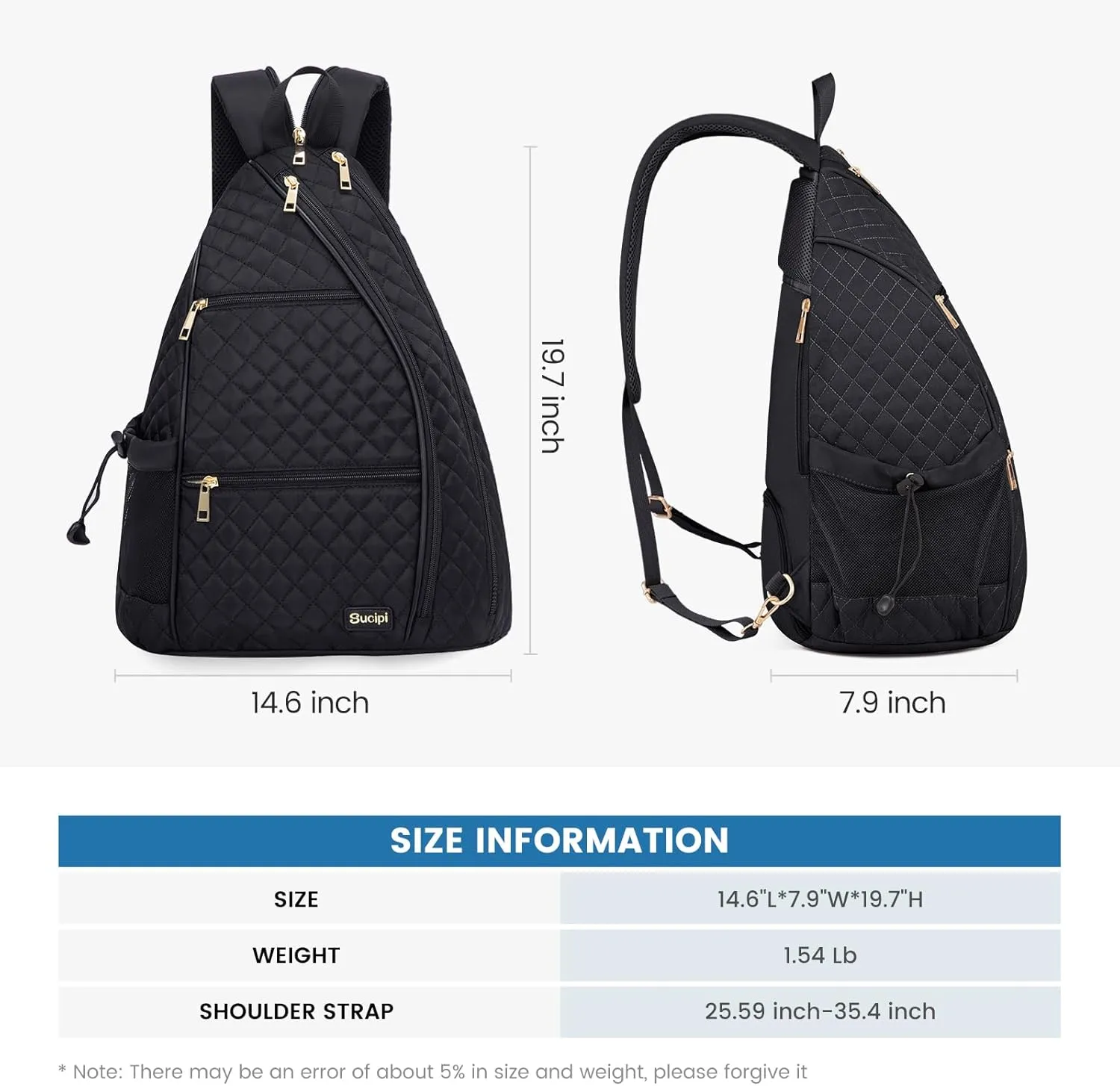 Sucipi Women's Pickleball Backpack - Quilted Crossbody Sling Bag for Tennis & Pickleball Paddle