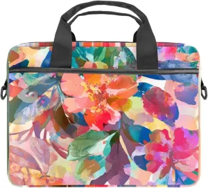 Summer Flower Abstract Art Pattern Laptop Bag Case Computer Sleeve Shoulder Messenger Bag for Work School
