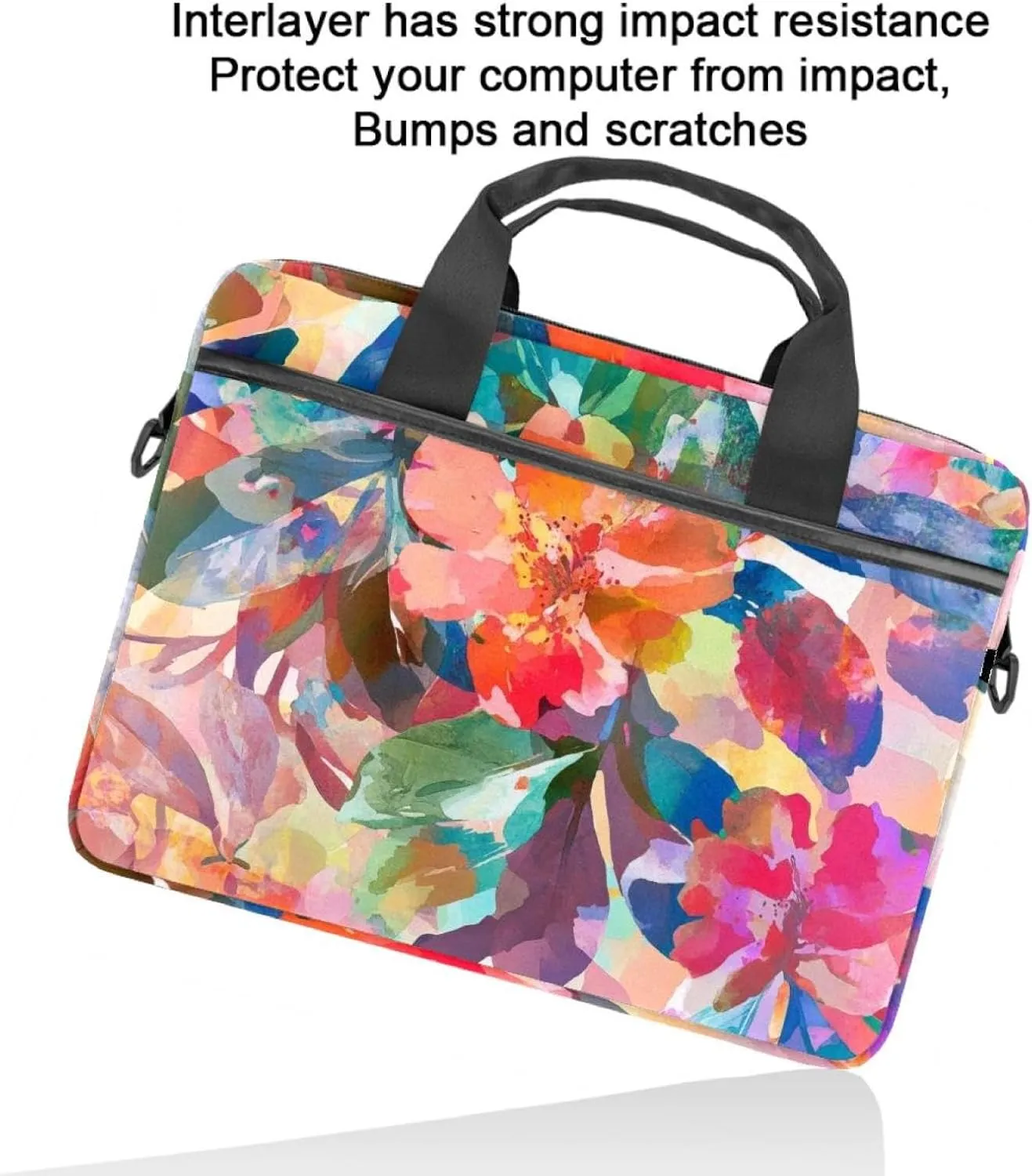 Summer Flower Abstract Art Pattern Laptop Bag Case Computer Sleeve Shoulder Messenger Bag for Work School