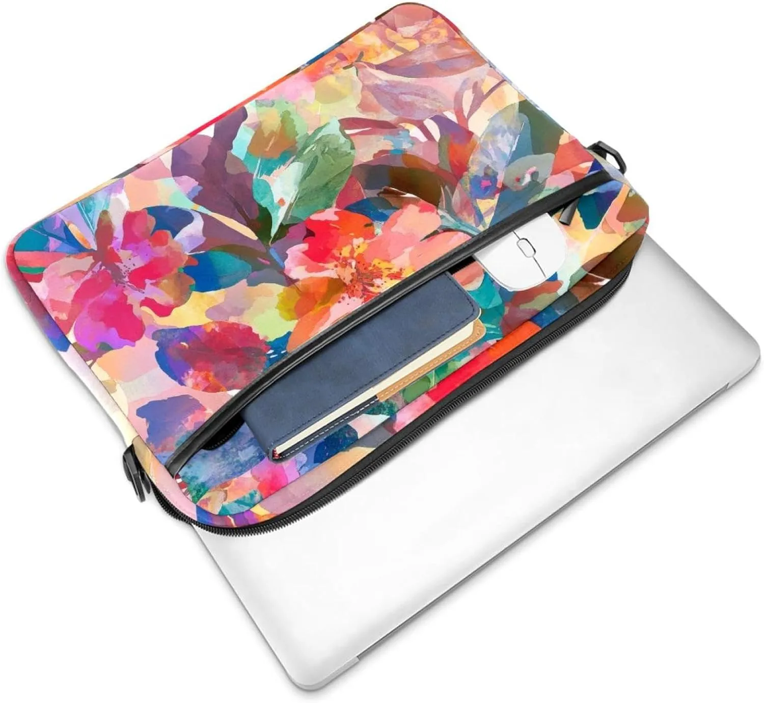Summer Flower Abstract Art Pattern Laptop Bag Case Computer Sleeve Shoulder Messenger Bag for Work School