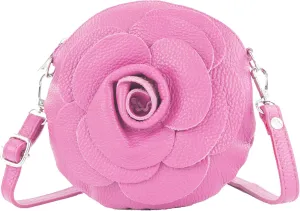 T225 - Leather Shoulder Bag, Floral Pattern, Small Size