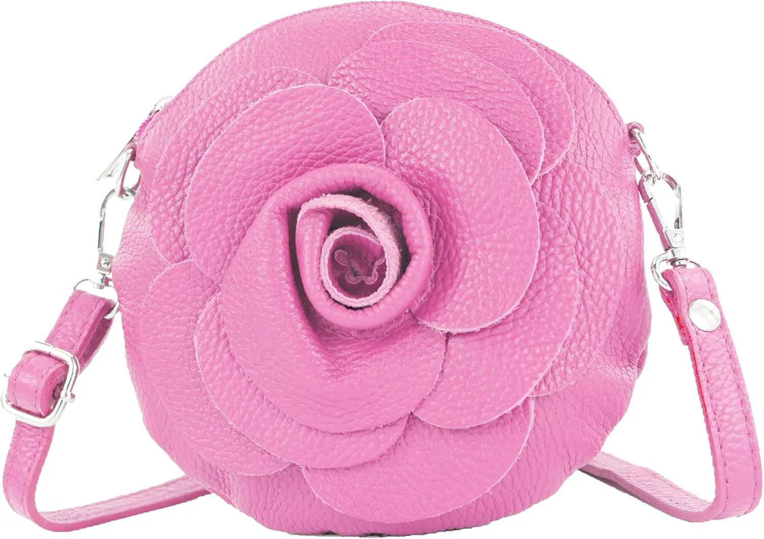 T225 - Leather Shoulder Bag, Floral Pattern, Small Size