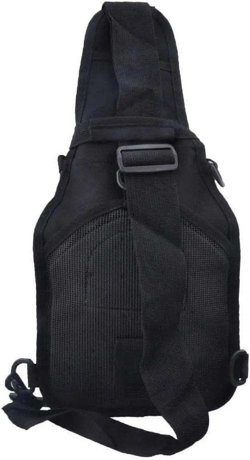 Tactical Military Sling Backpack Shoulder Bag Molle Outdoor Daypack Backpack with Adjustable Strap - Black