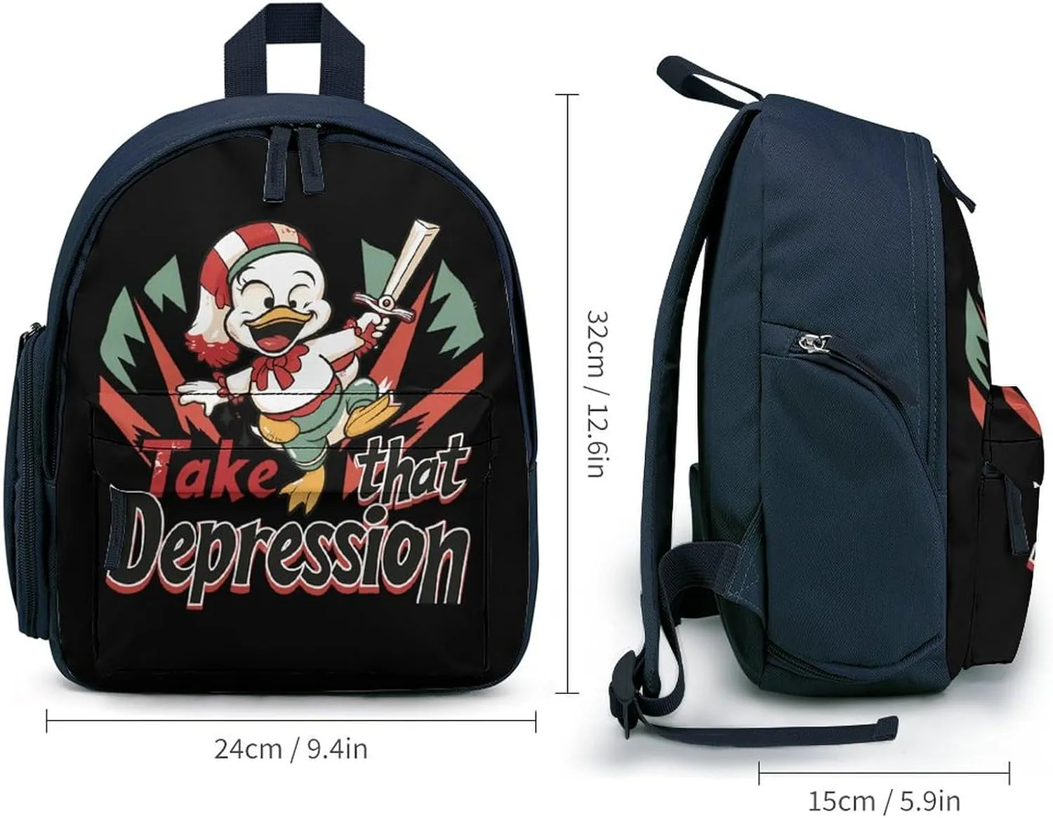 Take That Depression Small Basic Backpack Casual Lightweight Bag Cute Print Travel Blue-style